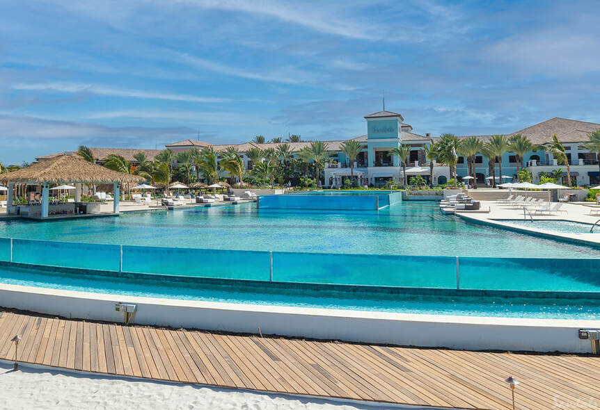 Looking at the infinity pool at Sandals Curacao