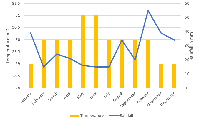 a line and bar graph showing averages for pangkor laut 