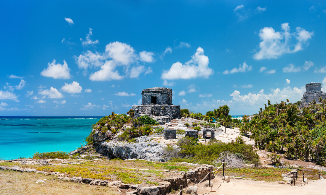 ancient ruins in Yucatan next to the sea