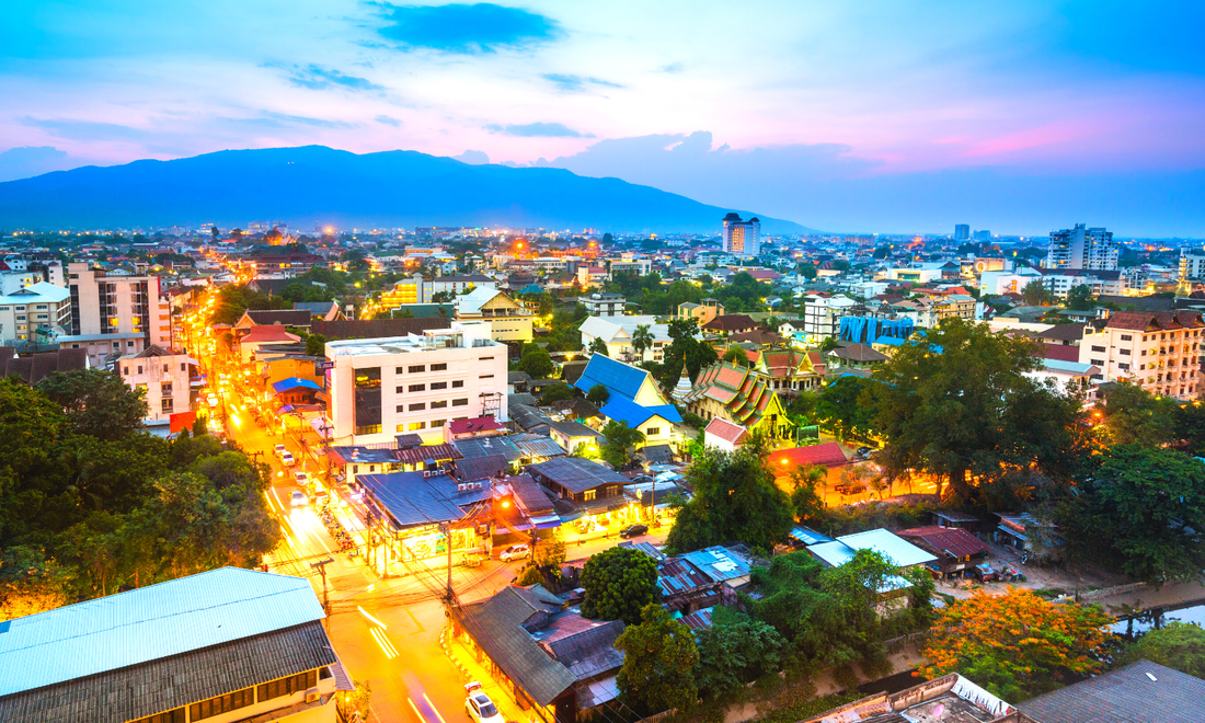 Looking down on Chiang Mai at night