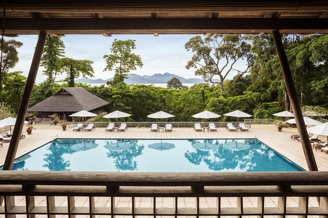 Overlooking the pool area at The Datai, Langkawi